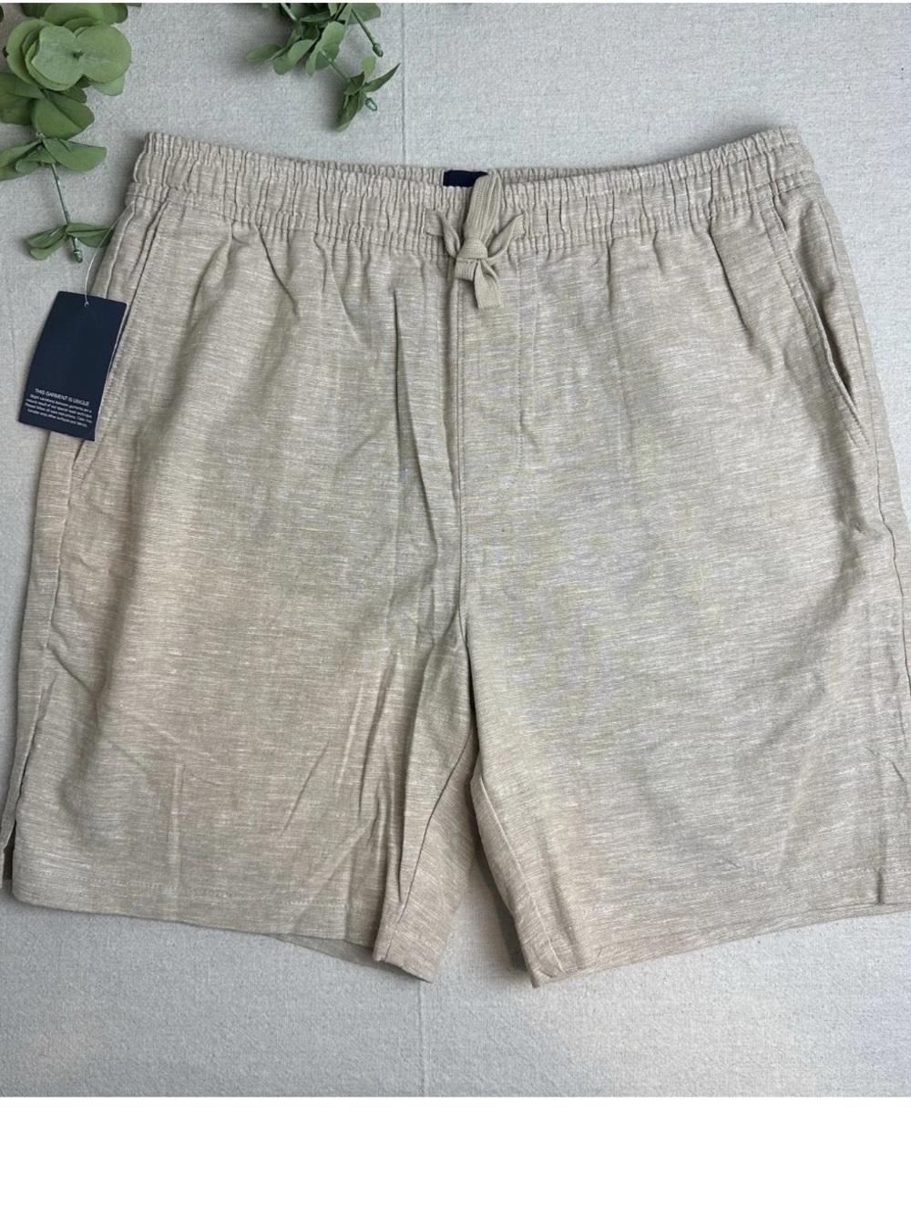 Gap Men’s Size M Linen Blend Shorts Beige Pull On Elastic Waist Casual Beach NWT